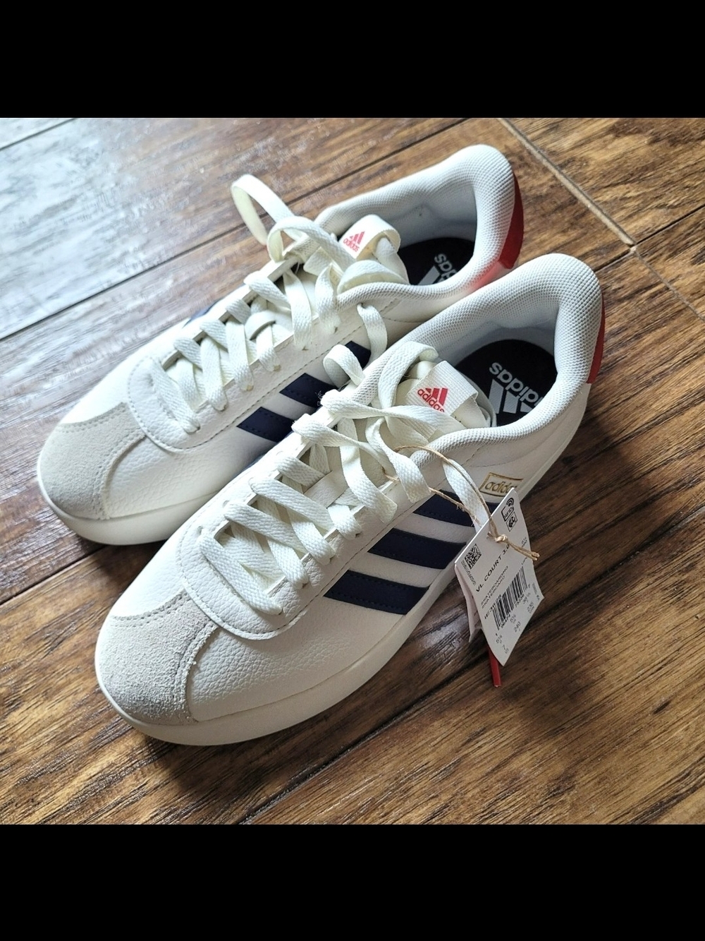 Mens ADIDAS VL Court 3.0 Low Shoes Sneaker Red White Blue Size 7 NWT